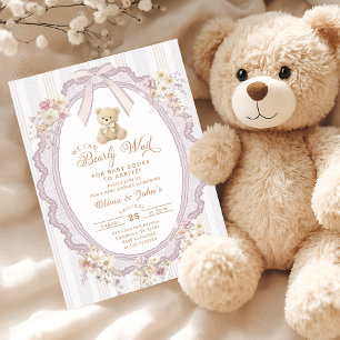 Invitation Nous pouvons à peine attendre la Vintage Bow Bear 