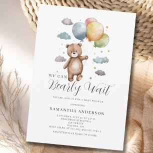 Invitation Nous pouvons à peine attendre l'ours ballon Baby S