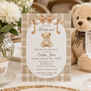 Invitation Nous pouvons à peine attendre l'ours en peluche bé