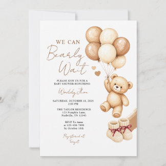 Invitation Nous Pouvons à Peine Attendre Ours Avec Baby Showe