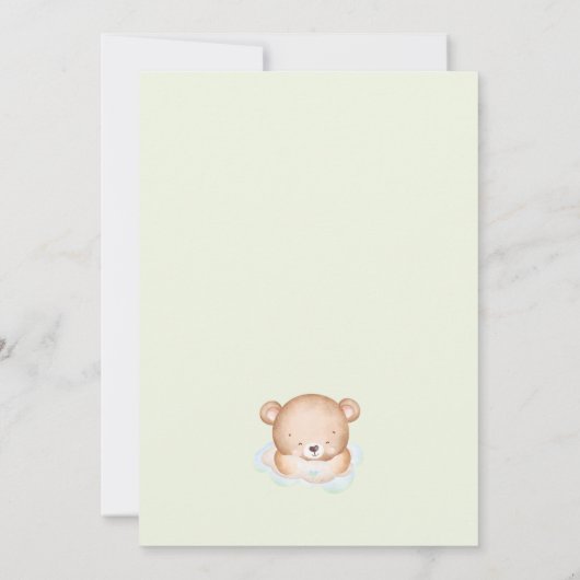 Invitation Nous pouvons à peine attendre Ours Bleu Vert Garço (Dos)