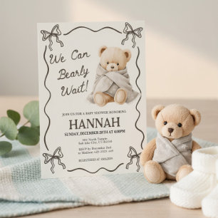 Invitation Nous pouvons à peine attendre, ours en peluche Bab