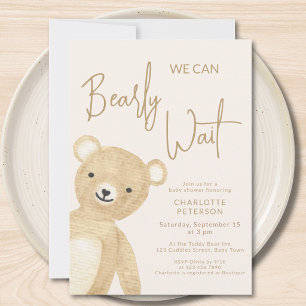 Invitation Nous pouvons à peine attendre Ours en peluche Baby