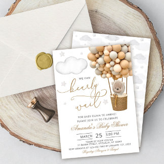 Invitation Nous pouvons à peine attendre Ours en peluche Ball