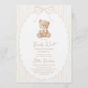 Invitation Nous pouvons à peine attendre Ours en peluche beig