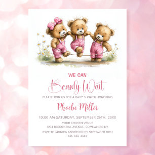 Invitation Nous Pouvons à Peine Attendre Ours en Peluche Fill