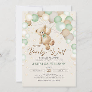 Invitation Nous Pouvons à Peine Attendre Ours en Peluche Vert