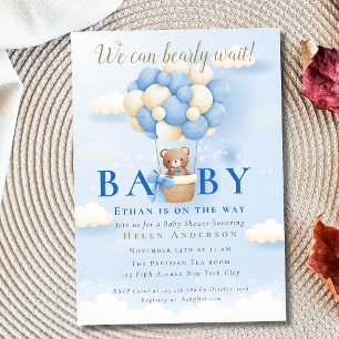 Invitation Nous pouvons à peine attendre Ourson en peluche bl
