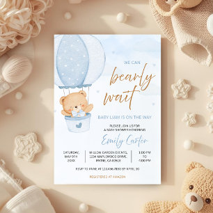 Invitation Nous pouvons à peine attendre Ourson en Peluche Mo