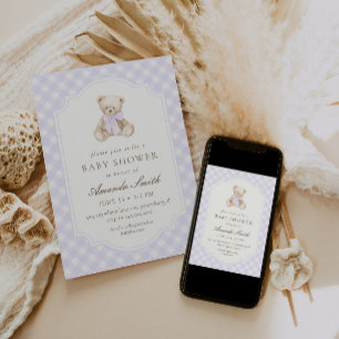 Invitation Nous pouvons à peine attendre Ourson en Vichy Viol