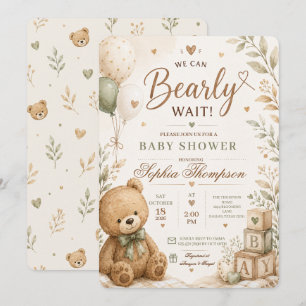 Invitation Nous pouvons à peine attendre Ourson Fête de bébé