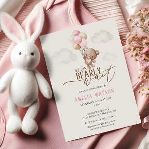 Invitation Nous pouvons à peine attendre Ourson Fille Baby Sh
