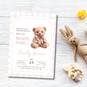 Invitation Nous pouvons à peine attendre Ourson Fille Baby Sh