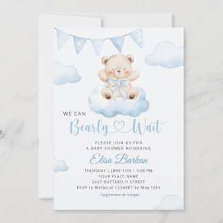 Invitation Nous pouvons à peine attendre Ourson Garçon Baby S