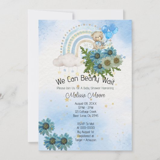 Invitation Nous Pouvons Attendre Arc-En-Ciel Boho Bear Boot (Devant)