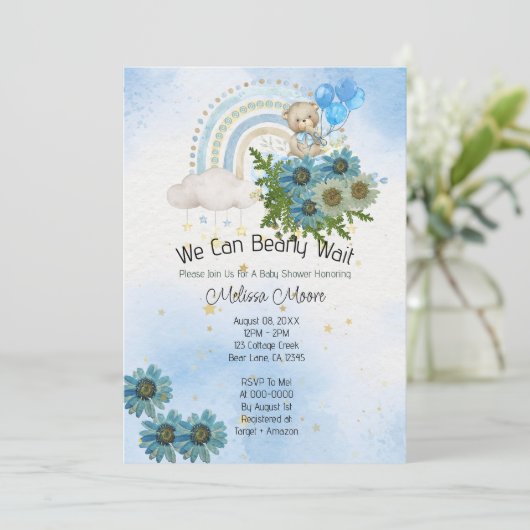 Invitation Nous Pouvons Attendre Arc-En-Ciel Boho Bear Boot (Debout devant)