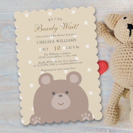 Invitation Nous Pouvons Attendre Assez Bear Cub Baby shower G