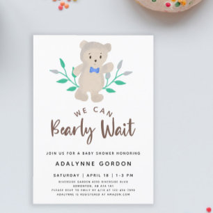 Invitation Nous Pouvons Attendre Baby shower Mignonne Ours
