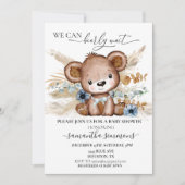 Invitation Nous pouvons attendre Baby shower Ours Boho Bleu (Devant)