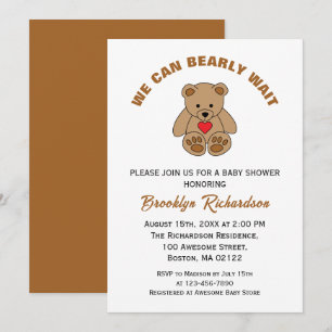 Invitation Nous pouvons attendre Brown Teddy Bear Baby shower