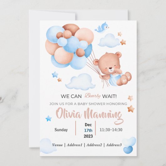 Invitation Nous pouvons attendre le Baby shower (Devant)