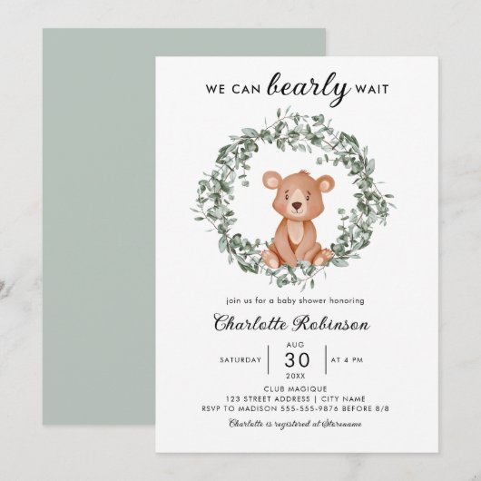 Invitation Nous pouvons attendre le Baby shower (Devant / Derrière)