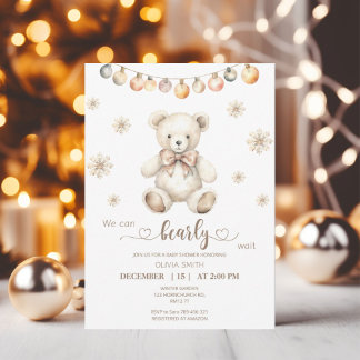 Invitation Nous pouvons attendre le Baby shower Noël hiver