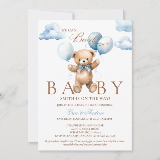 Invitation Nous pouvons attendre l'invitation Baby shower (Devant)