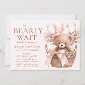 Invitation Nous Pouvons Attendre L'Ours De Fille Dans Le Baby (Devant)