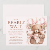 Invitation Nous Pouvons Attendre L'Ours De Fille Dans Le Baby (Devant / Derrière)