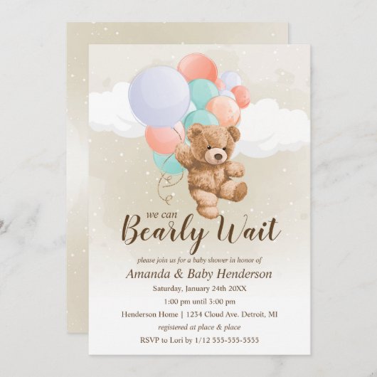 Invitation Nous pouvons attendre plus longtemps le Baby showe (Devant / Derrière)