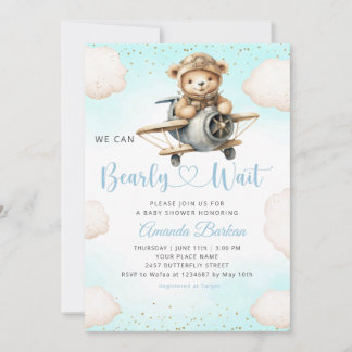 Invitation Nous pouvons attendre prématurément aquarelle Baby