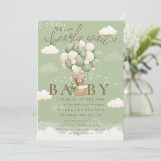 Invitation Nous pouvons attendre prématurément Teddy Bear Sag (Debout devant)