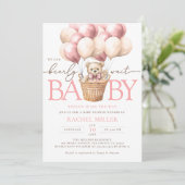 Invitation Nous Pouvons Attendre Rapidement Balloon Rose Bébé (Debout devant)