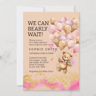 Invitation Nous Pouvons Attendre Rapidement Rose Et Or Abstra
