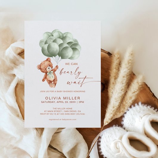 Invitation Nous pouvons attendre rapidement Sage Ours vert Ba