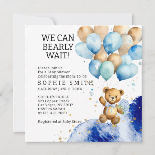 Invitation Nous Pouvons Attendre Royal Blue Et Gold Abstrait