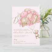 Invitation Nous Pouvons Attendre Teddy Bear Baby shower (Debout devant)