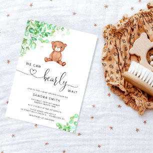 Invitation Nous pouvons attendre un baby shower d'ours neutre