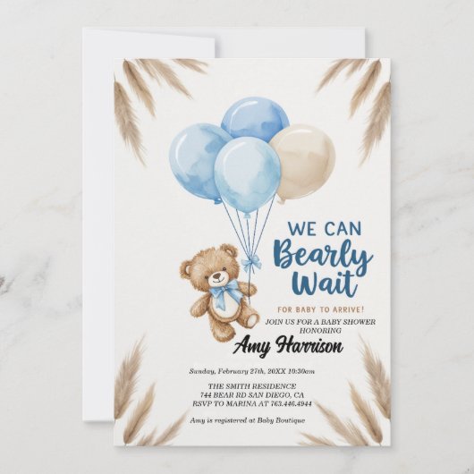 Invitation Nous pouvons attendre un Baby shower neutre pour l (Devant)