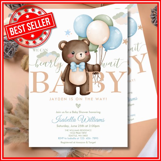 Invitation Nous pouvons attendre un Baby shower neutre pour l