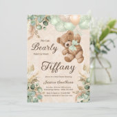 Invitation Nous pouvons attendre vert Teddy Bear Baby shower (Debout devant)