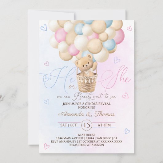 Invitation Nous pouvons porter Bearly Wait Oear Genre Révéler (Devant)