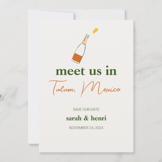 Invitation nous rencontrer à tulum mariage enregistrer la dat (Devant)