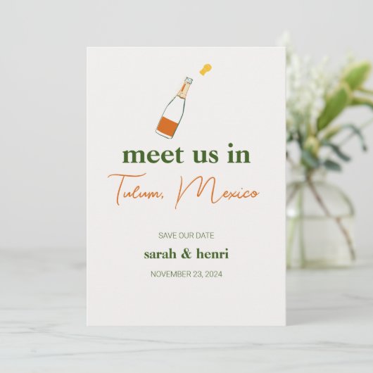Invitation nous rencontrer à tulum mariage enregistrer la dat (Debout devant)