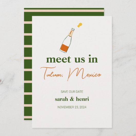 Invitation nous rencontrer à tulum mariage enregistrer la dat (Devant / Derrière)