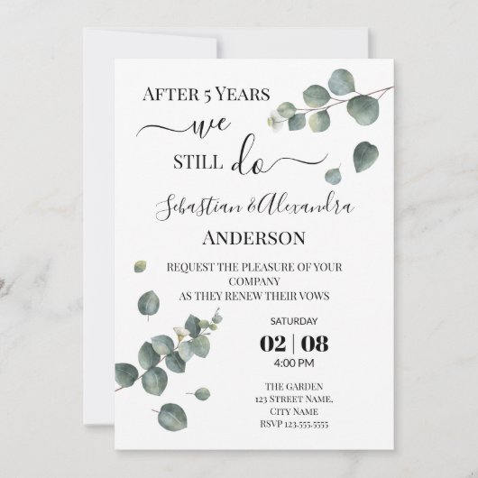 Invitation Nous renouvelons encore les vœux de mariage Annive (Devant)
