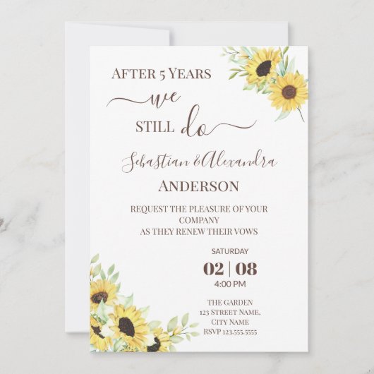 Invitation Nous renouvelons encore nos vœux de mariage annive (Devant)