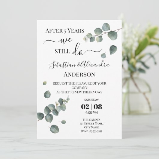Invitation Nous renouvelons encore nos vœux de mariage annive (Debout devant)
