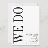 Invitation Nous Sauvegardons La Date Black & White Bold Typog (Devant)